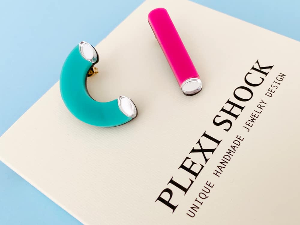 mismatched perspex earrings by plexishock