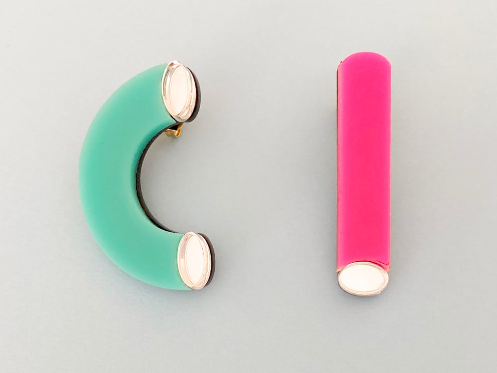 mismatched statement perspex earrings