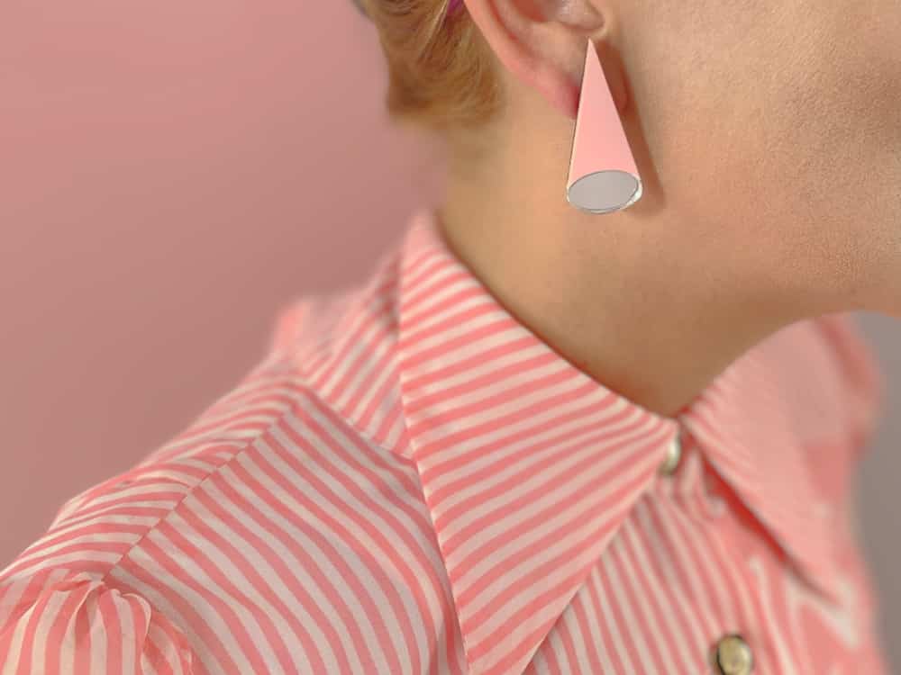 pink cone earring