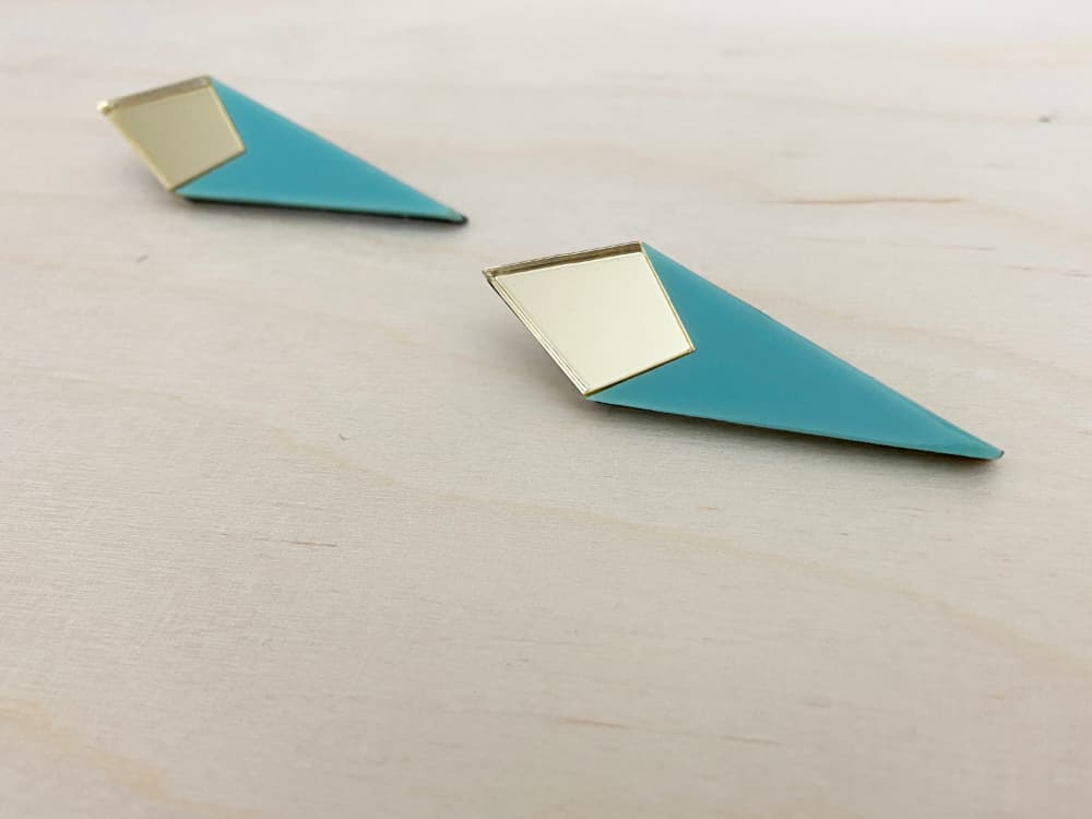 blue acrylic rhombus earrings