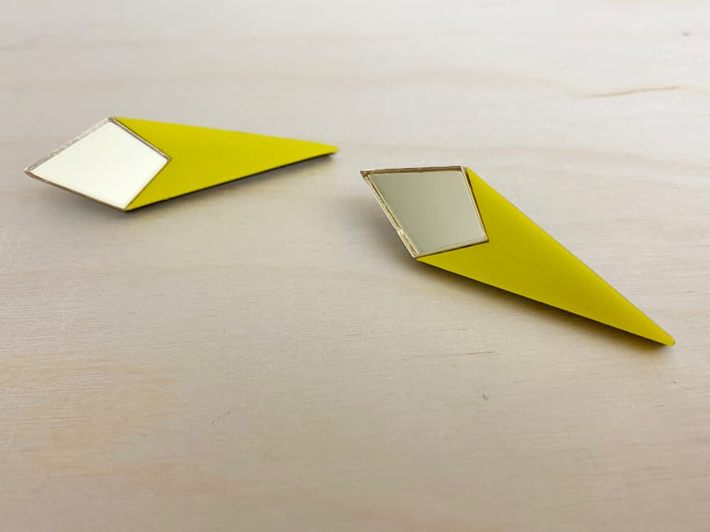 gold yellow acrylic rhombus earrings