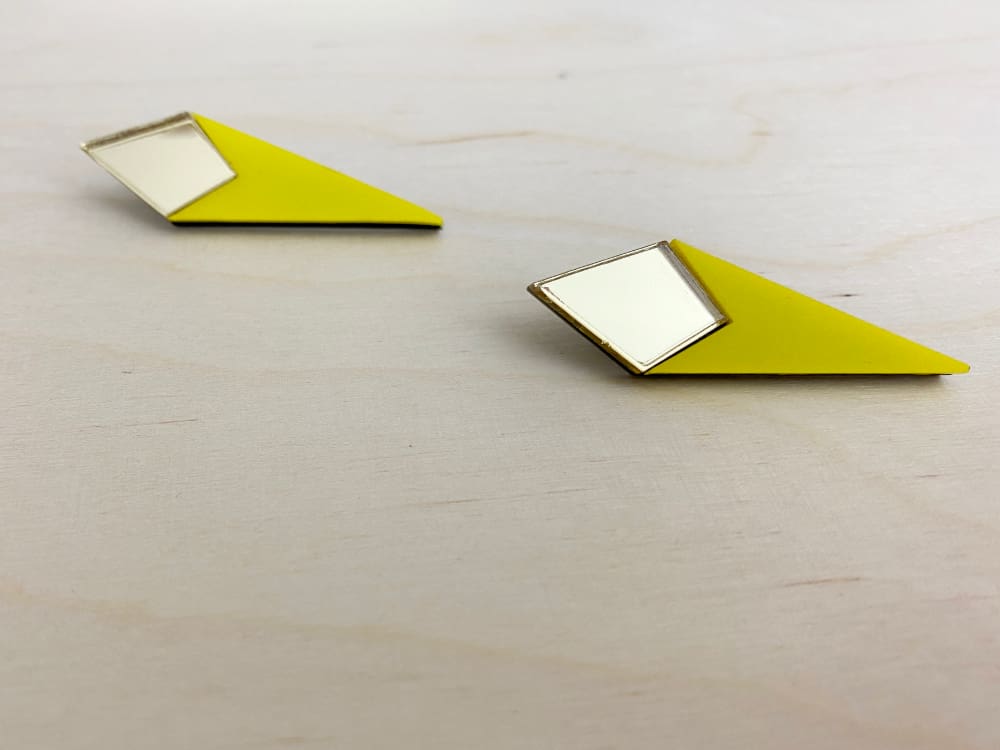 yellow acrylic rhombus earrings