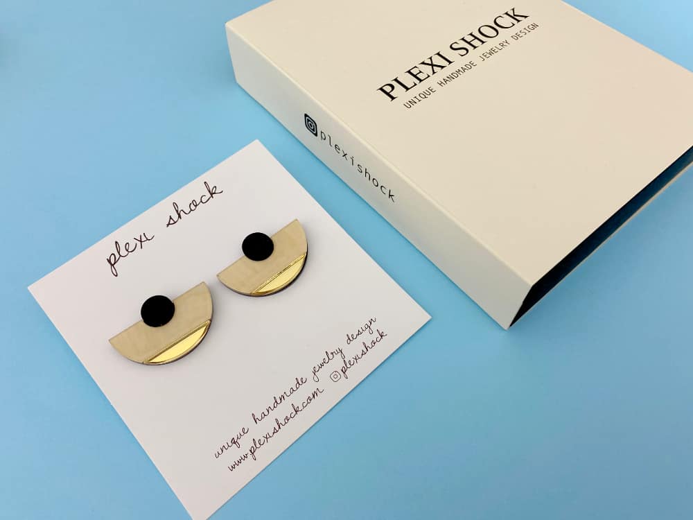 gold mirrored art deco earrings by plexishock