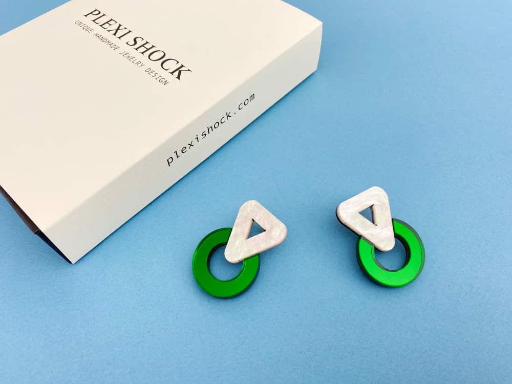 green statement perspex earrings
