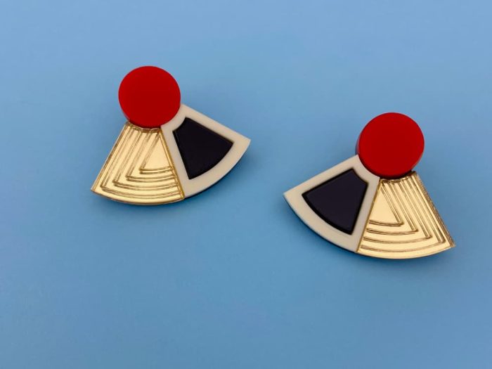 art deco perspex fan earrings