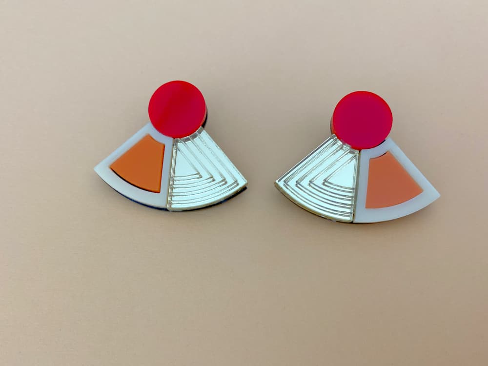orange art deco earrings