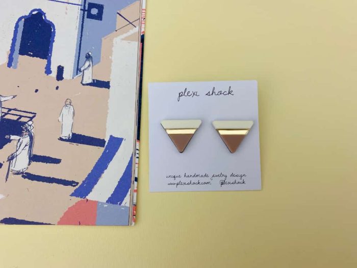 tiny cappuccino triangle earrings