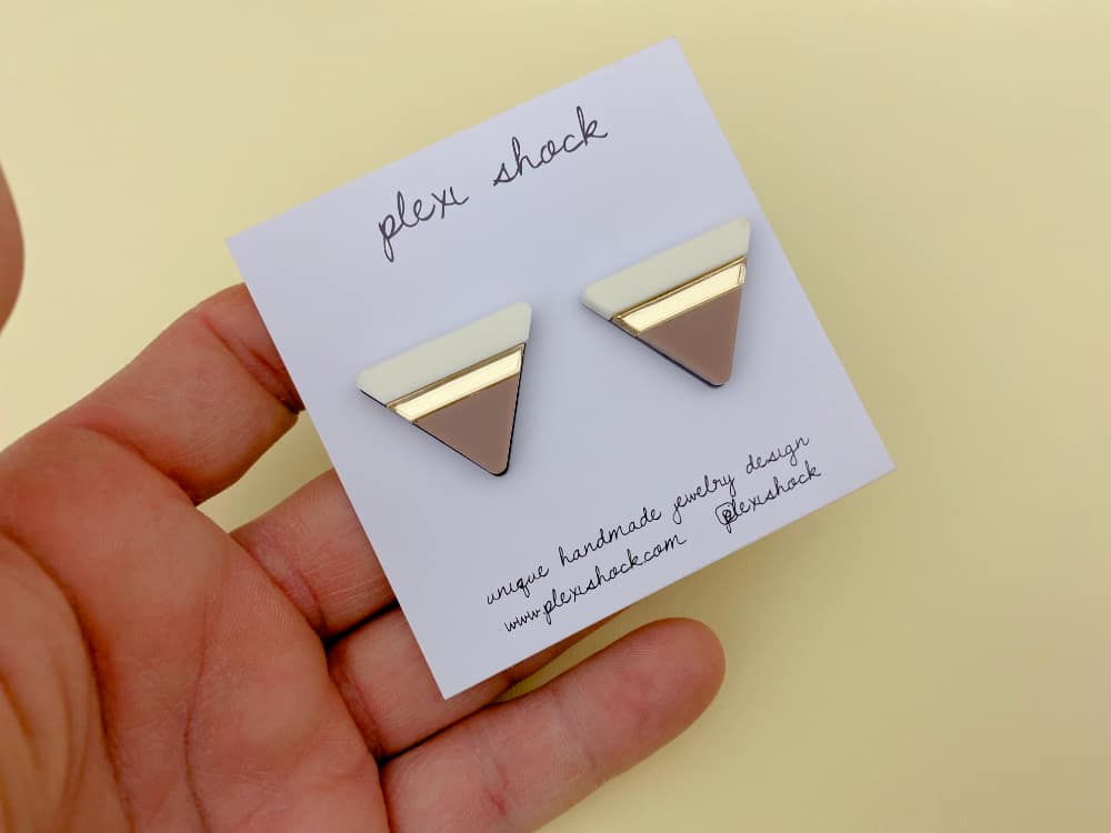 tiny triangle earrings by plexi shock handmade jewelry