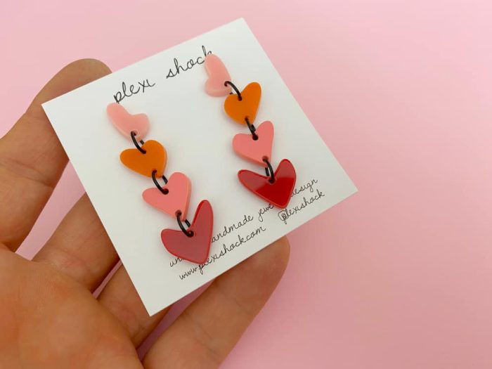 heart pendant earrings by plexi shock