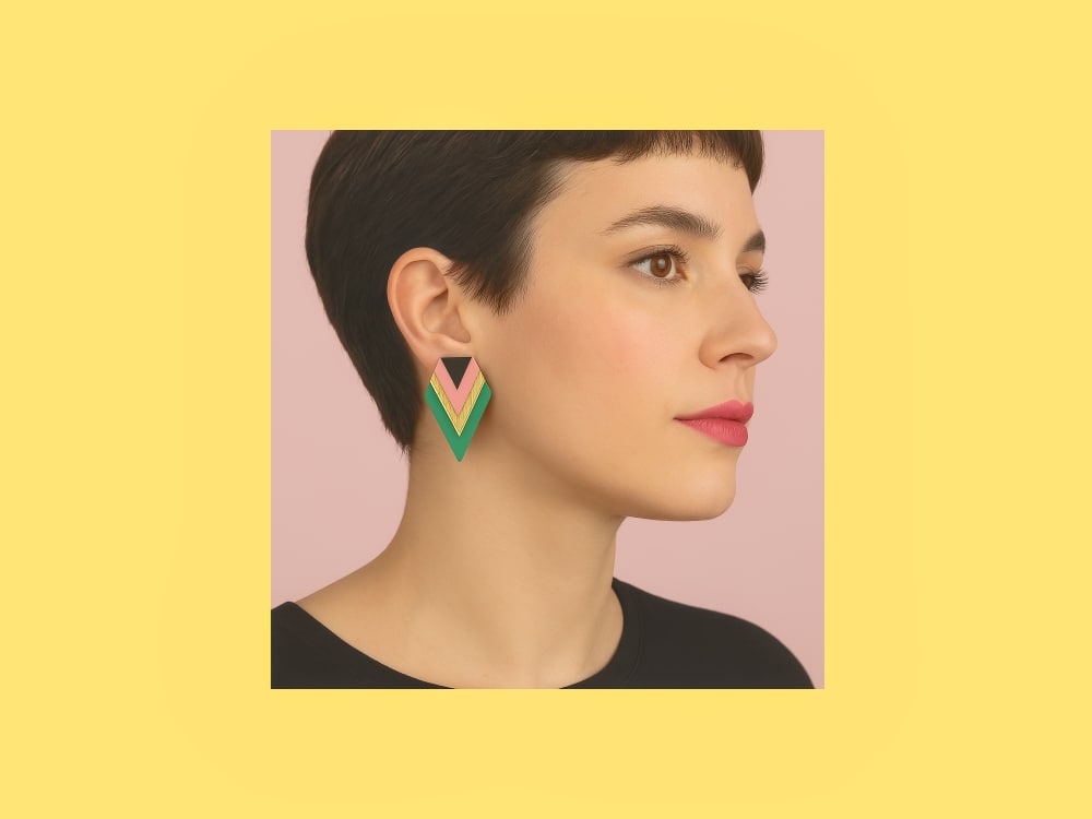 Art Deco Perspex Chic Earrings 2 Heka Orecchini Plexi Shock