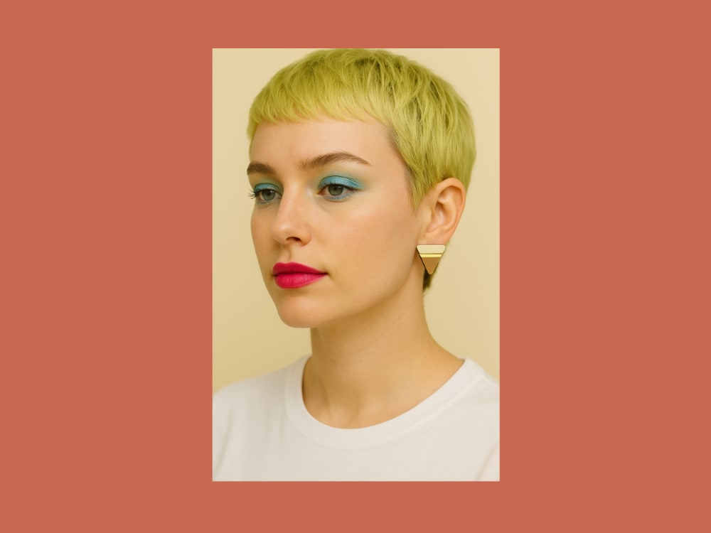 Compact Triangle Acrylic Mirror Gold Earrings 2 Compact Triangle Acrylic Mirror Gold Earrings by plexi shock